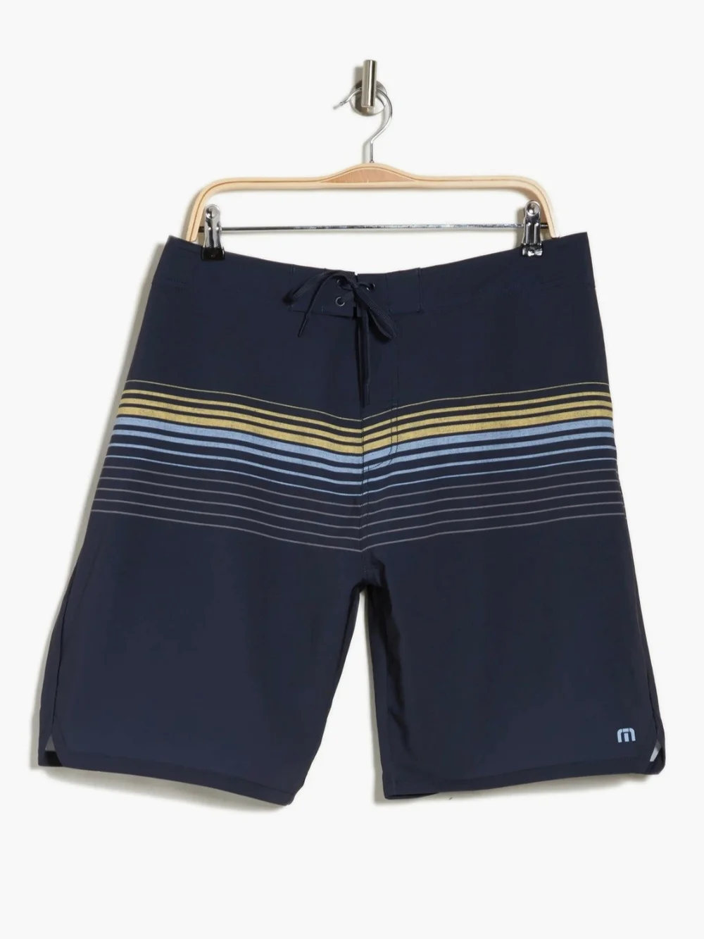 Travis Mathew Men's Board Shorts Size 42 Blue Striped Swim Surf Beach NWT